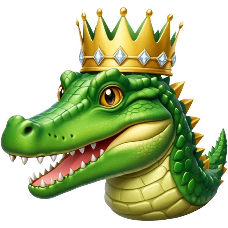 Crocodile wearing a crown wearing a necklace  emoji