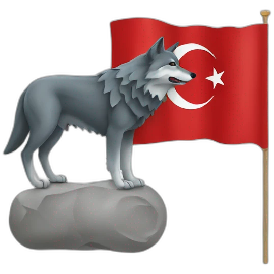 Turkish flag with a wolf emoji