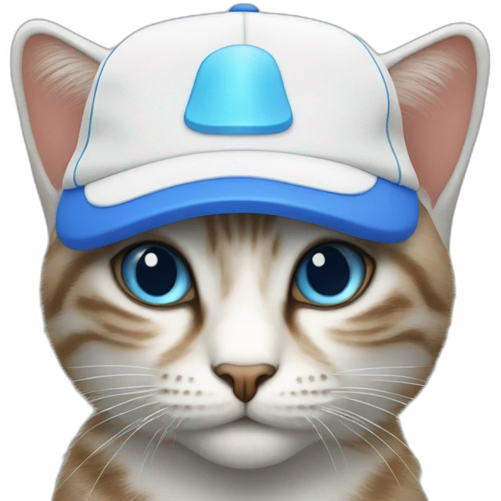 Cat blue xon White hat emoji