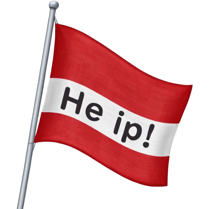 distress flag with bold HELP text, simple, clear emoji