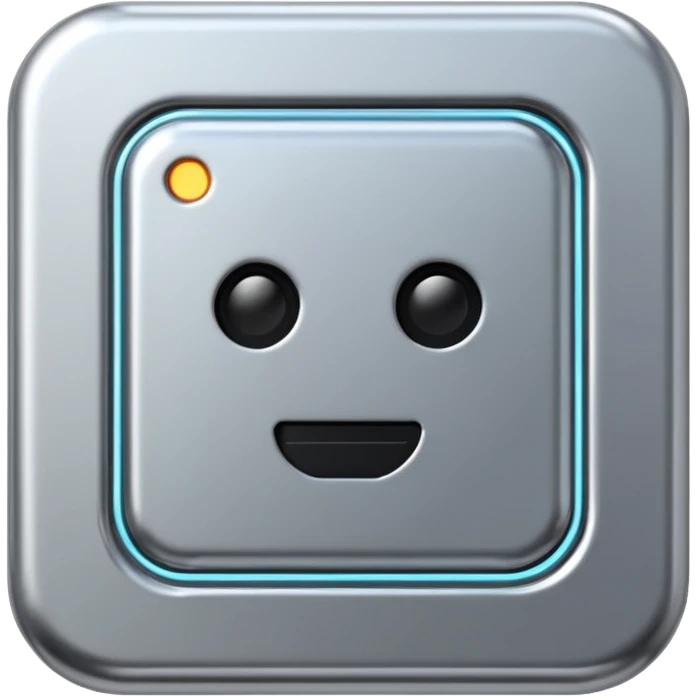 A futuristic microchip emoji made of polished silver chrome, minimal circuit details, smooth metallic surface, soft lighting, iOS emoji style, centered, clean white background emoji