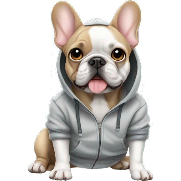 French bulldog wearing a hoodie emoji