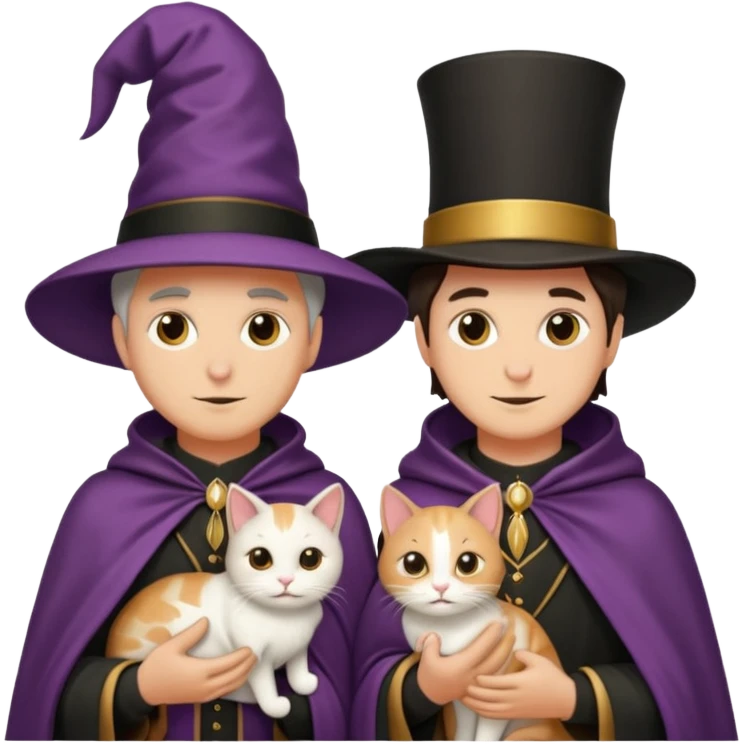 magician couple and their pet cat emoji