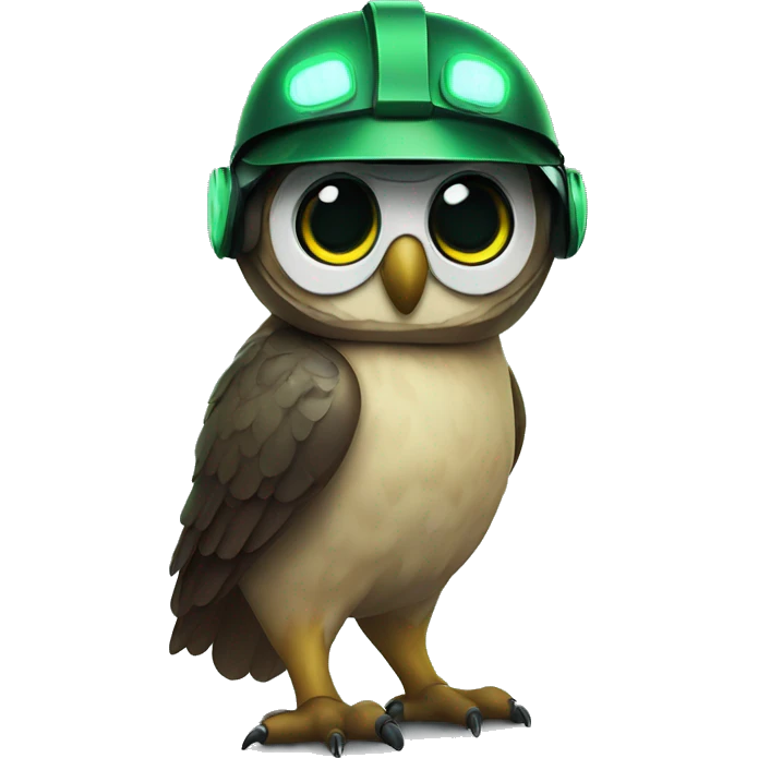 Owl with night vision device in helmet emoji