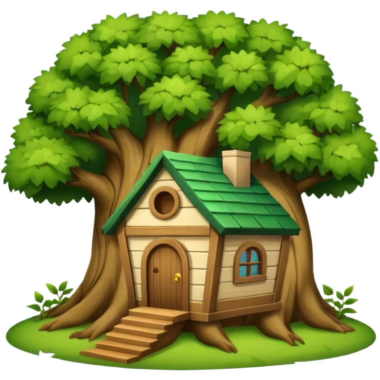 house covered by tree emoji