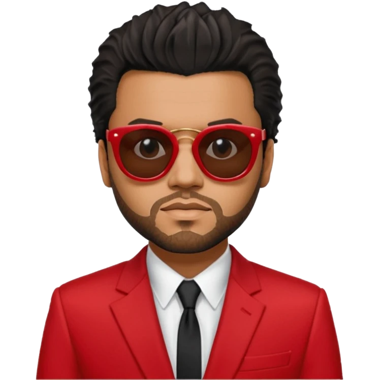 the weekend in red suit and sunglasses emoji