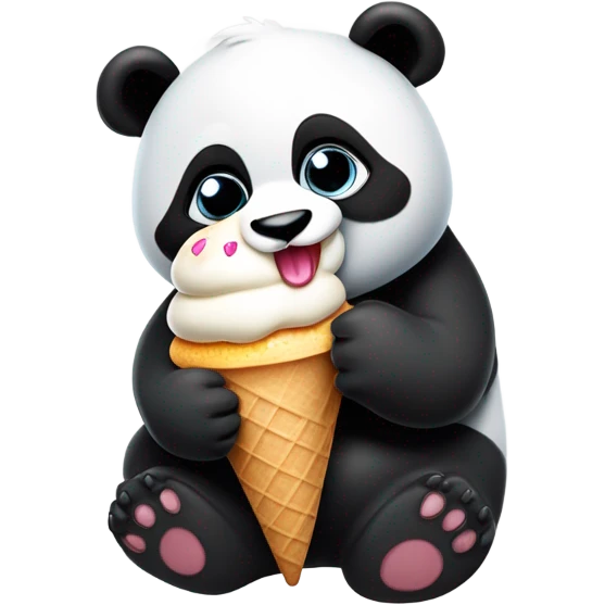 Panda eating ice cream emoji