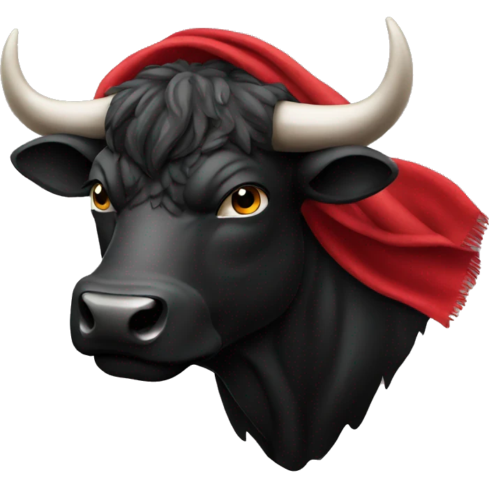 Black bull using red scarf feeling angry emoji