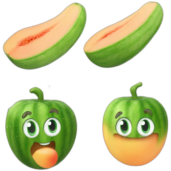 Cucumber in a peach with a splash of water emoji