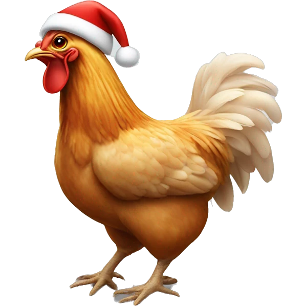 Chicken with Santa hat dancing  emoji