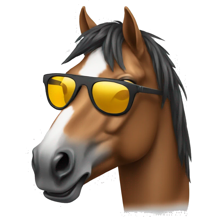 a horse with sunglasses in a car emoji