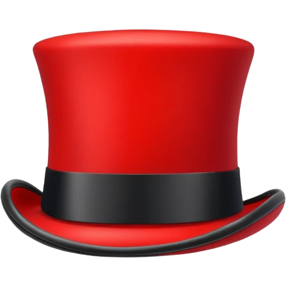 red top hat with black band without bow, compact proportions emoji