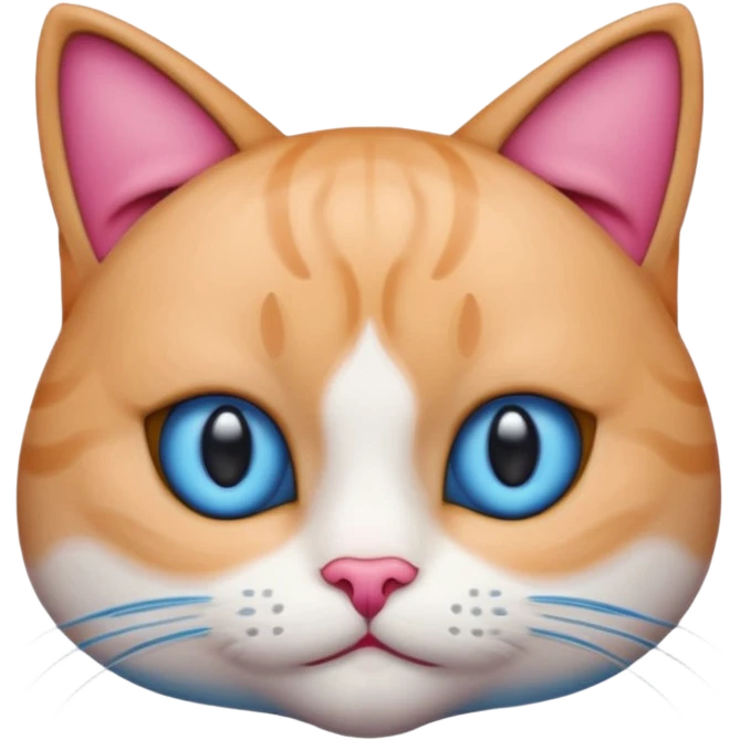 un emoji de lacara de un gato azul con rosa sorprendido emoji