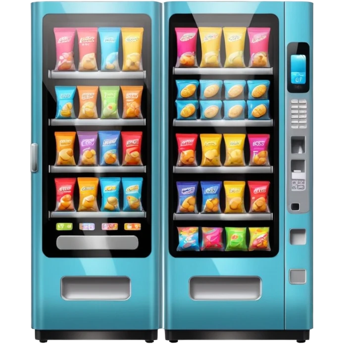 compact snack vending machine emoji in Apple style, visible snacks behind glass, colorful selection, modern look emoji