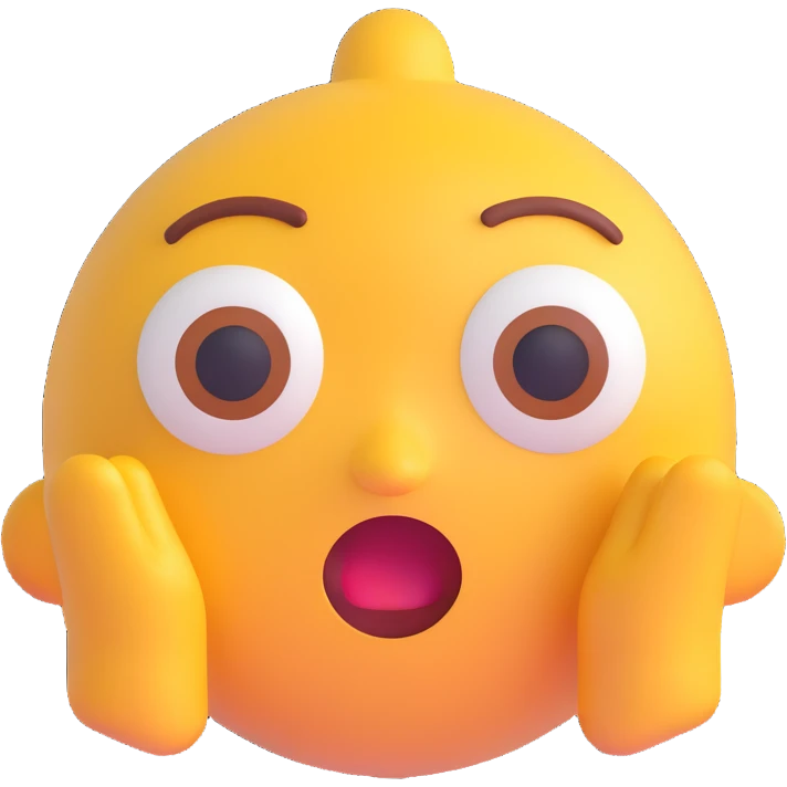 portrait inspired by the person in the reference image, surprised expression, simple background, 3D emoji style emoji