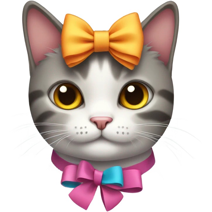 Cat wearing a bow emoji