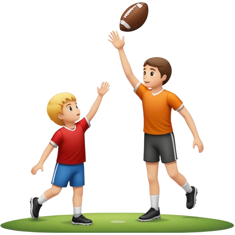 Little person throwing football to tall person  emoji