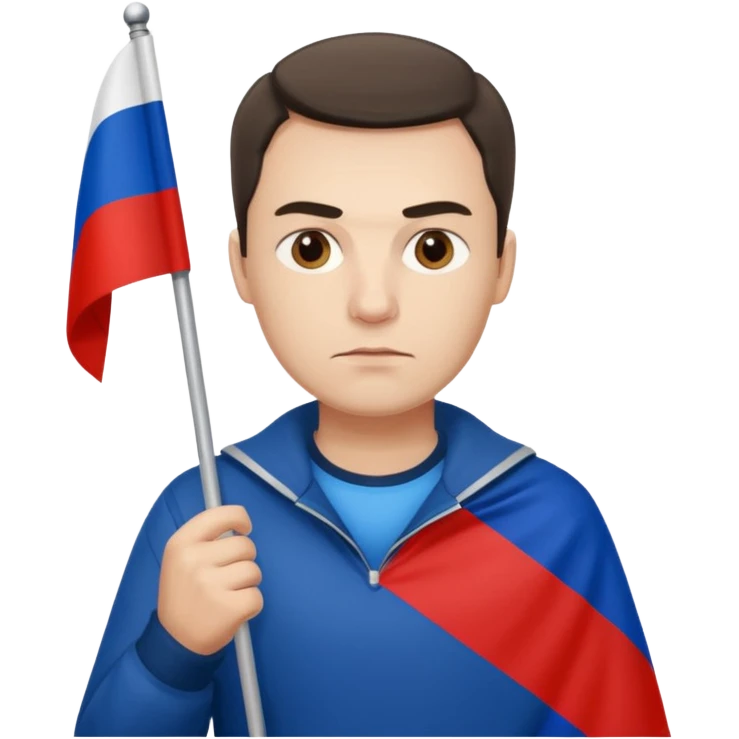realistic man with russian flag in hand emoji