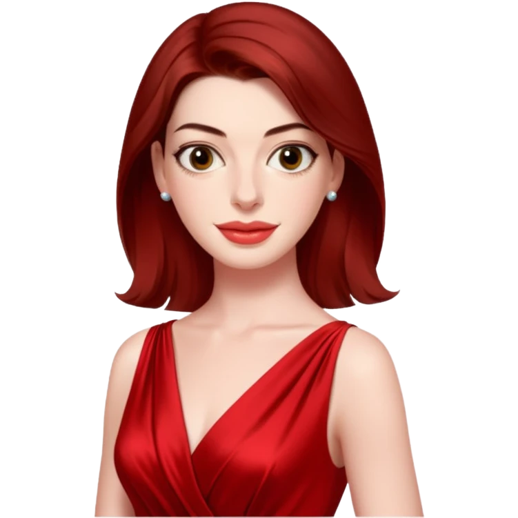 Anne Hathaway in red dress, hot emoji