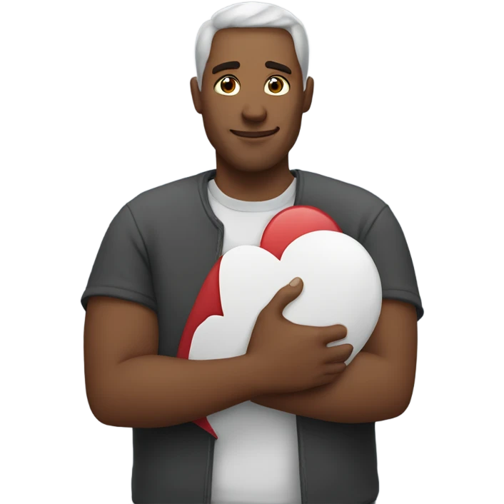 Father holds his heart in his arm emoji