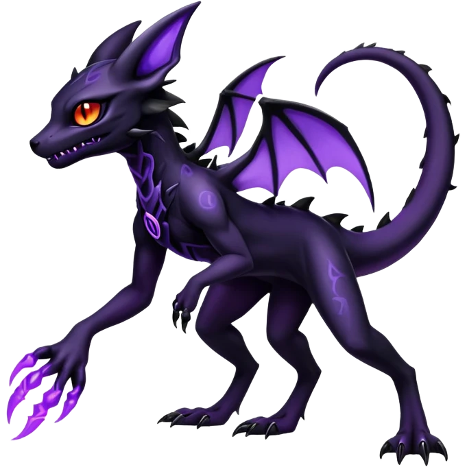 Eldritch Dark Edgy Glowing Elemental Salandit-Umbreon-Fakémon-hybrid-creature (full body)  emoji