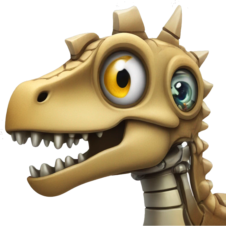 confused robot dinosaur with swirls for eyes emoji