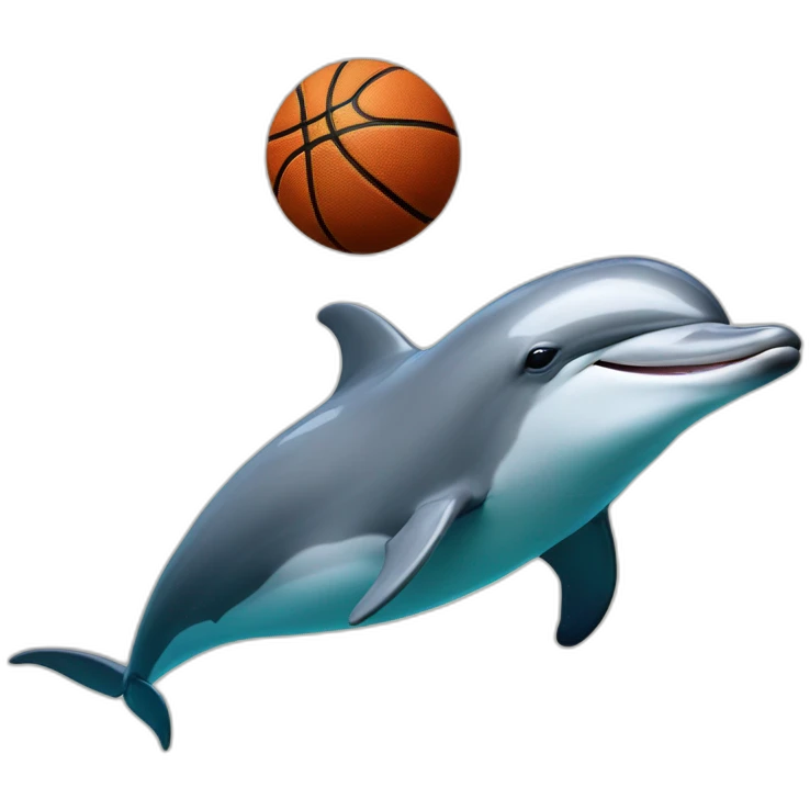 Dolphin with basketball and notice that says "Cherno more Odesos" in front of the dolphin and the ball emoji
