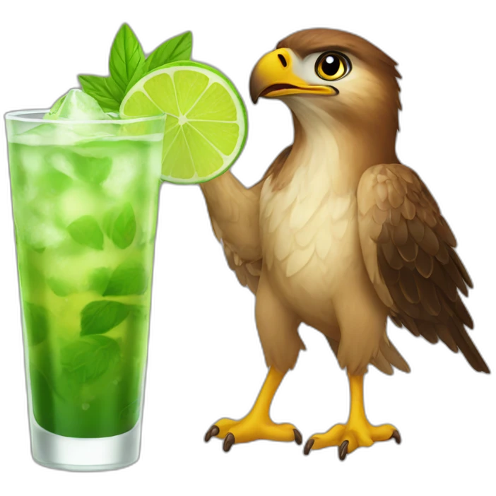 hawk drinking mojito emoji