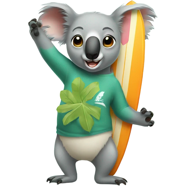 Koala with surfboard emoji