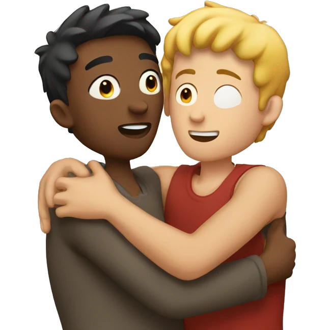 A guy hugging his boyfriend  emoji