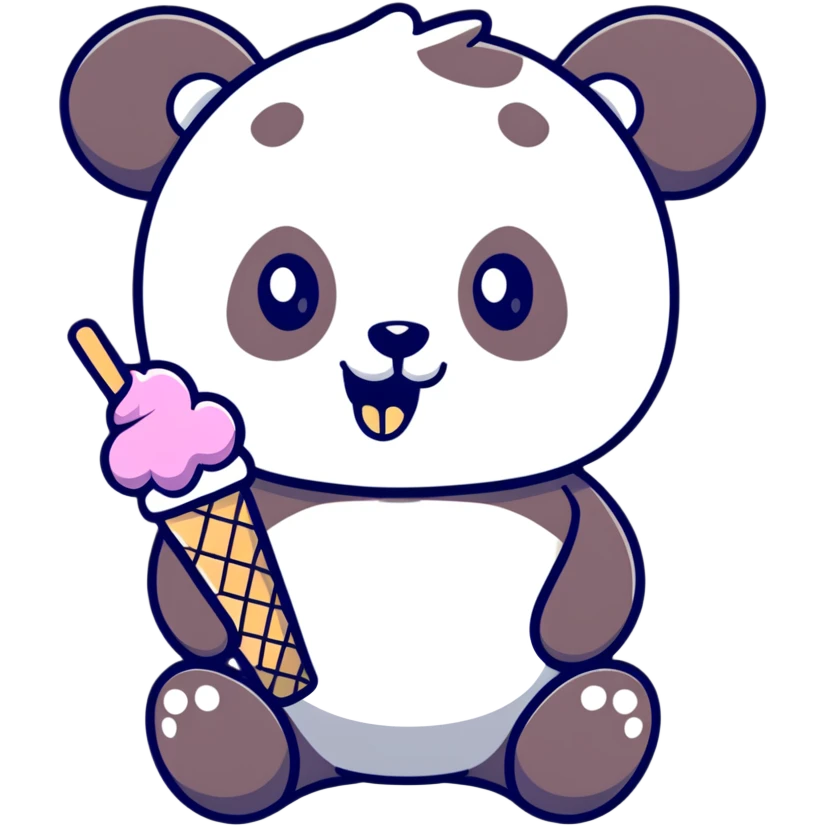 Panda eating ice cream emoji