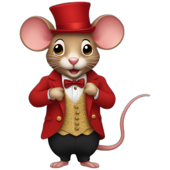 red mouse in a flamenco suit emoji