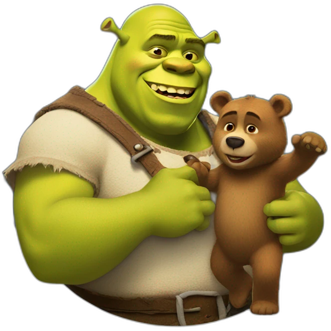 Shrek with a bear emoji