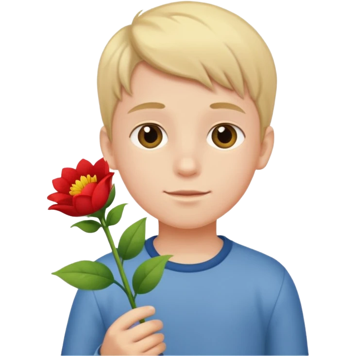 یه پسر گل به دست emoji
