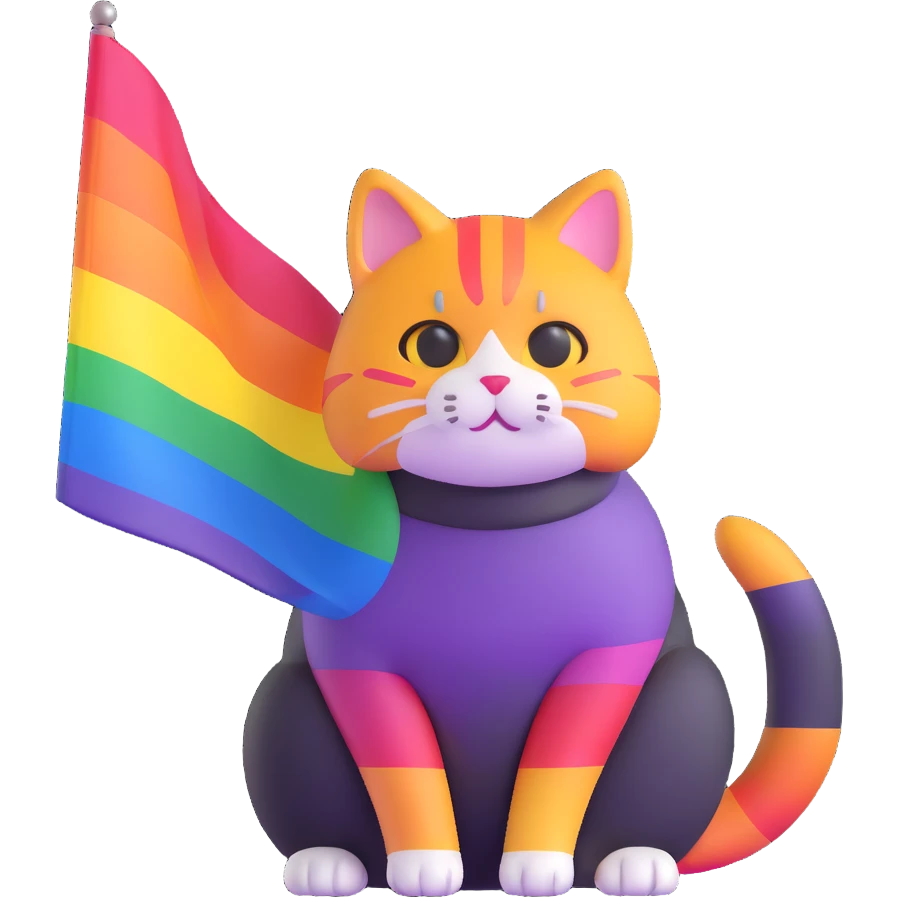 cat with pride flag colors emoji