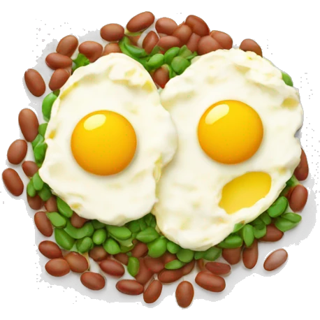 scrambled eggs with beans on a white plate emoji
