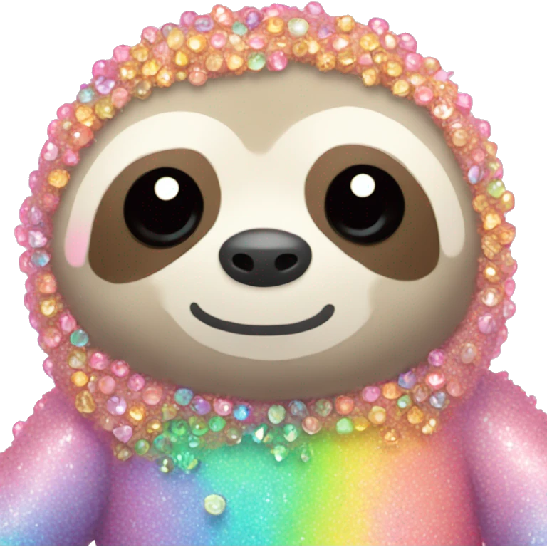Kawaii rainbow pastel bedazzled sloth emoji