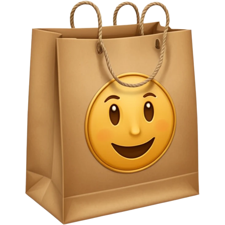 Large paper bag with a logo and thick string handles. emoji