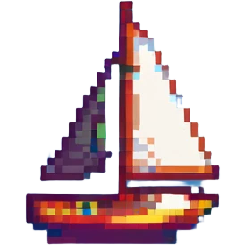 pixel art sailboat, simple, bright colors, no text emoji