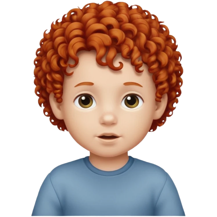 redhead kid with unique face features and very curly hair baby kid boy emoji