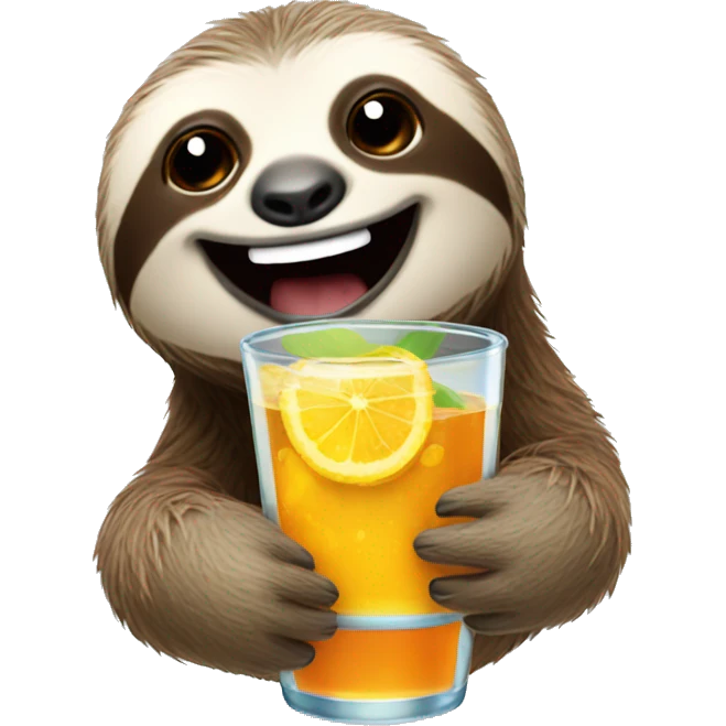 happy sloth with spritz emoji