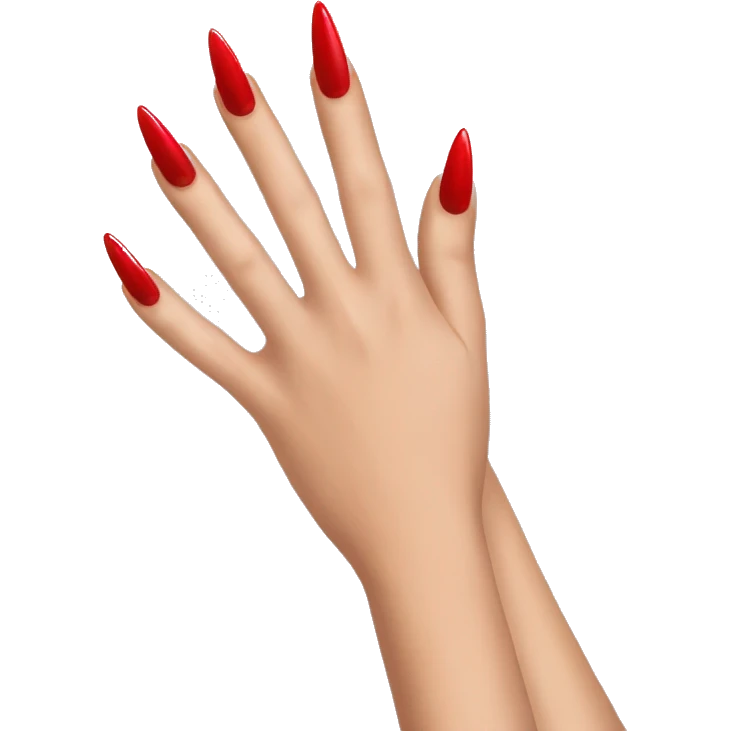 Pretty hands with long red stiletto nails emoji