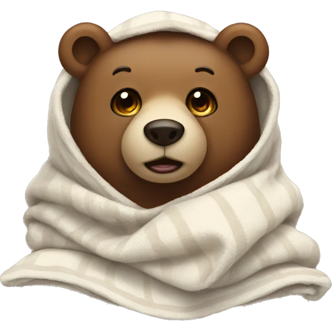 bear cozy in blanket emoji