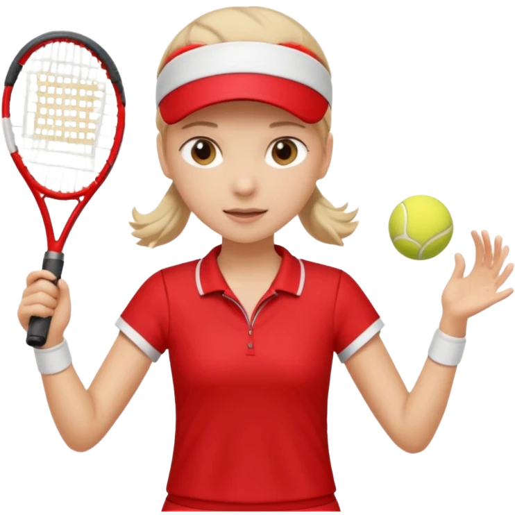 white young girl playing tennis, wearing a red outfit emoji