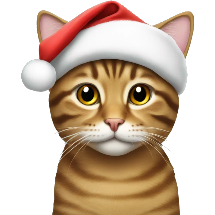 tabby cat with a santa hat on emoji