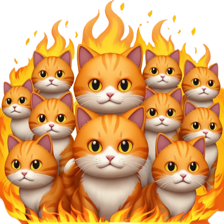 Horde of fighting cats on fjre emoji