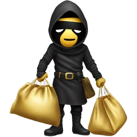 Robber emoji holding a bag with gold emoji