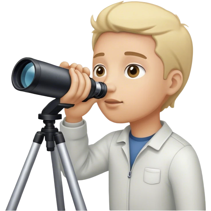 A person looking through a telescope, focusing on something far in the distance emoji