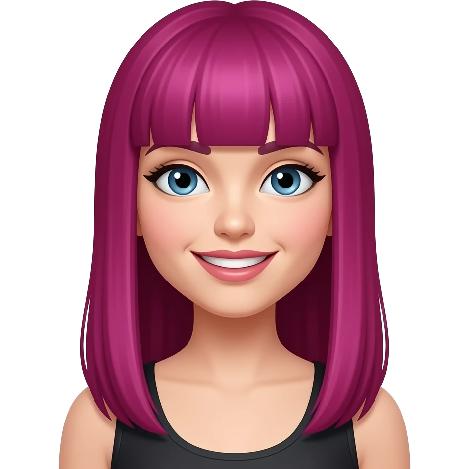 mujer coqueta de cabello magenta liso largo emoji