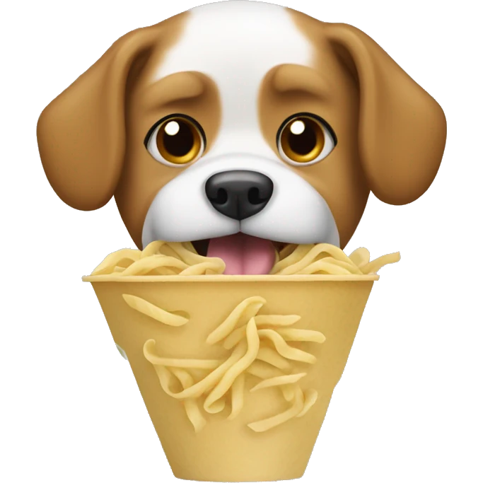 dog eating noddles emoji